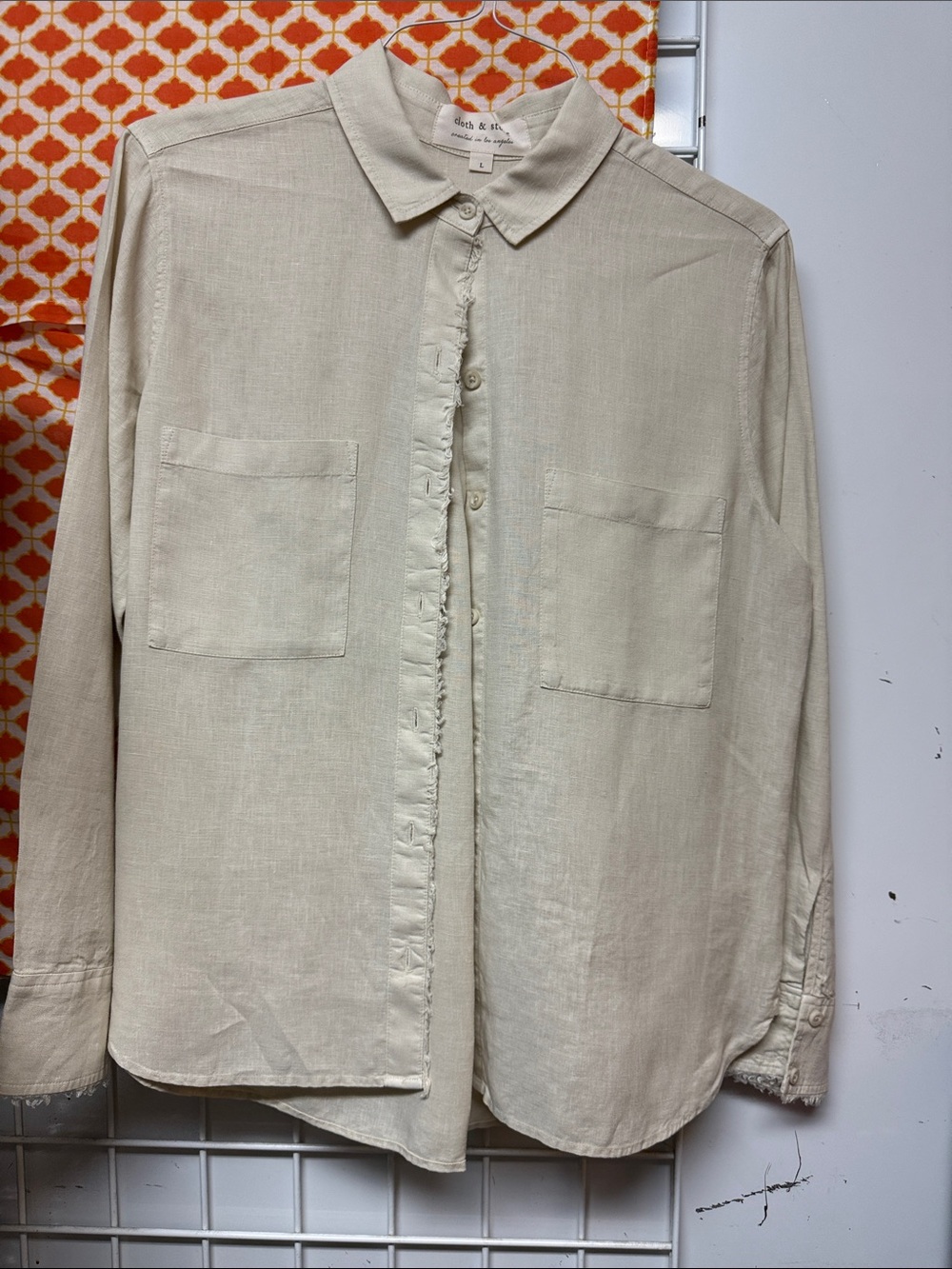 cloth & stone Cream Button-Up Pocket Front Shirt